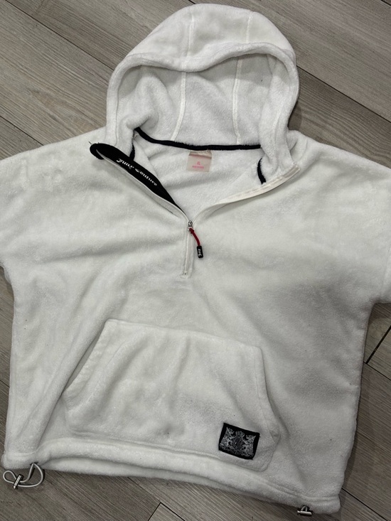Juicy Couture Jackets & Blazers - White Plush Quarter-Zip Hoodie Pullover